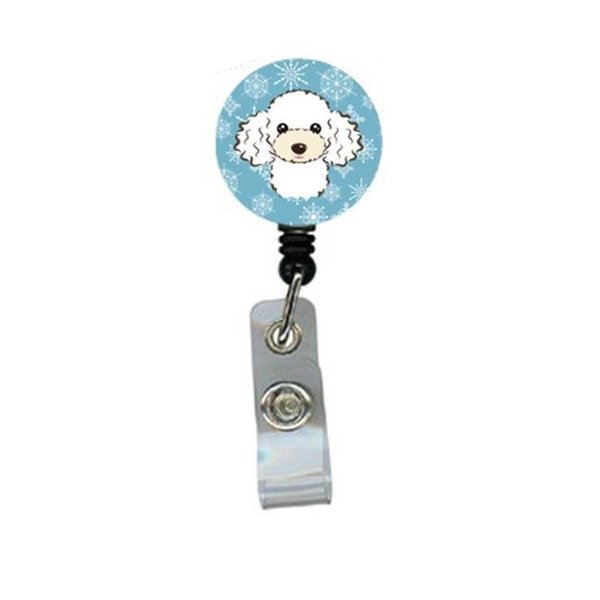 Carolines Treasures Carolines Treasures BB1691BR Snowflake White Poodle Retractable Badge Reel BB1691BR